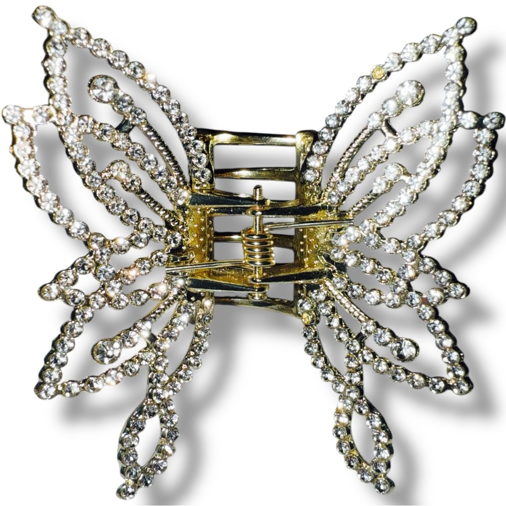 NWT Gold Butterfly Hair Clip with Rhinestone Accents - Picture 3 of 10